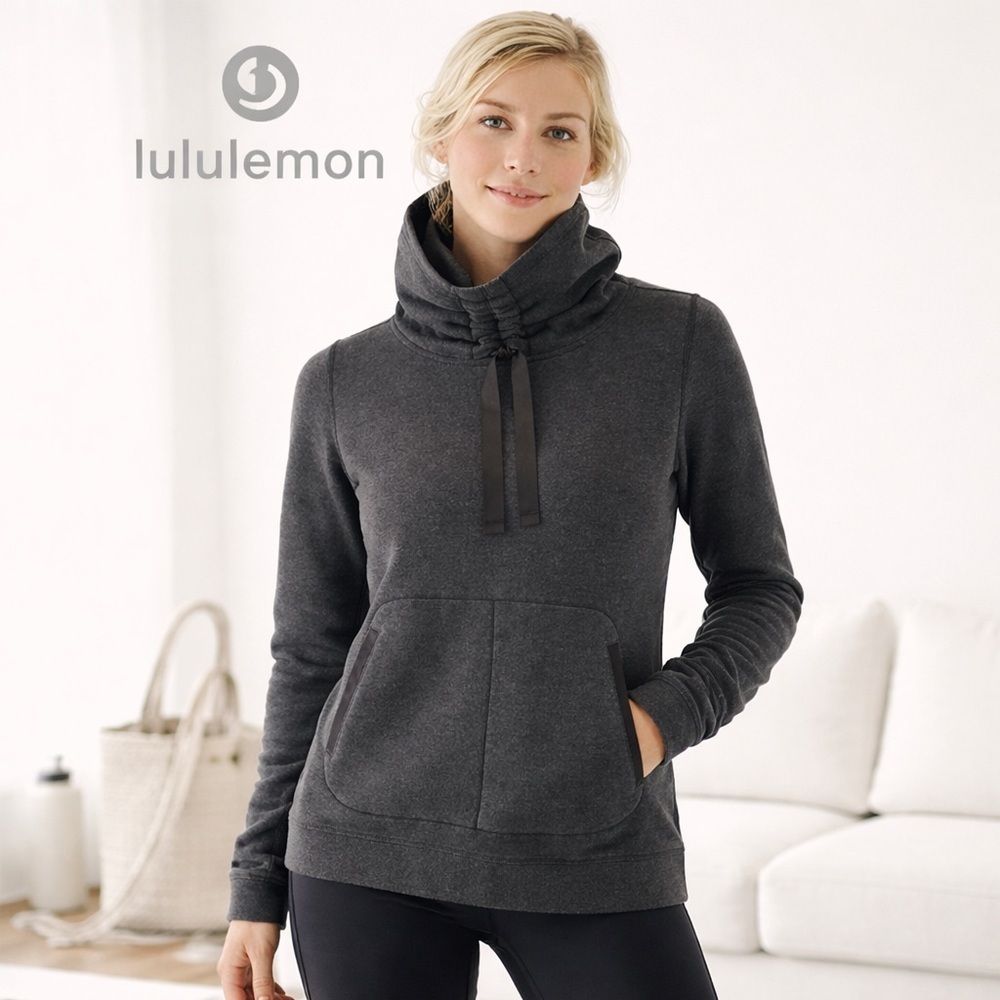 Lululemon Avenue Funnel neck Pullover sweatshirt dark gray charcoal Size 10